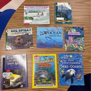 Children's Ocean & Sea Life Book Lot - Bright Blue Covers